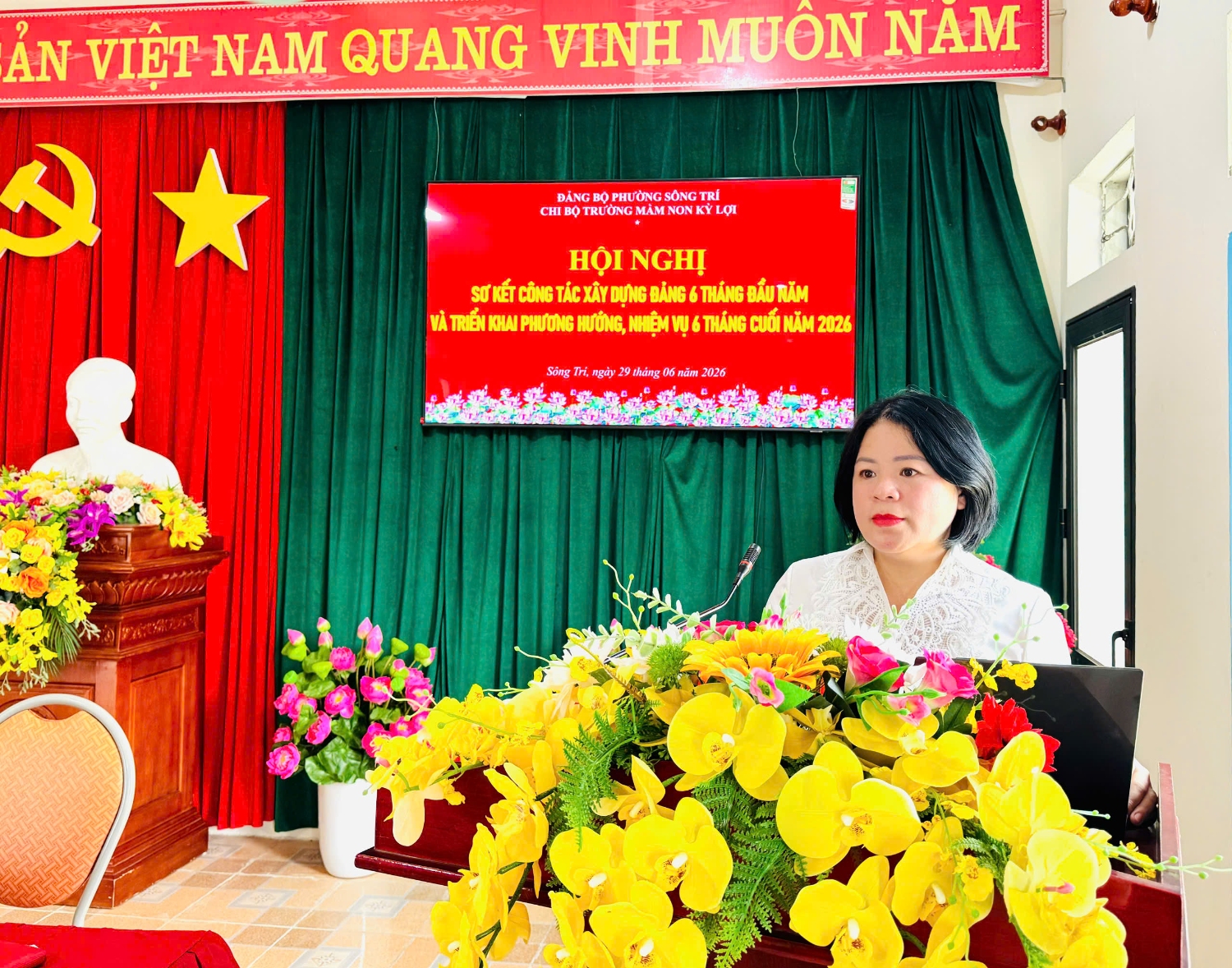 CHI BỘ TRƯỜNG MẦM NON KỲ LỢI TỔ CHỨC HỘI NGHỊ SƠ KẾT CÔNG TÁC ĐẢNG 6 THÁNG ĐẦU NĂM VÀ TRIỂN KHAI PHƯƠNG HƯỚNG NHIỆM VỤ 6 THÁNG CUỐI NĂM 2026